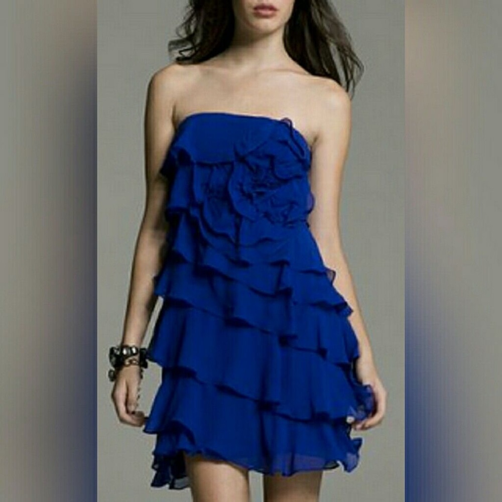 Express blue ruffle dress